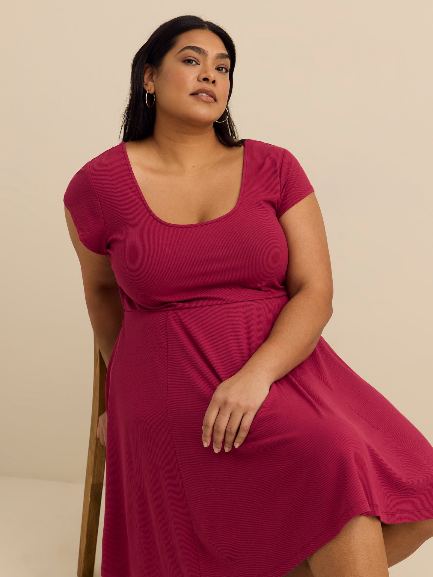 Responsible, Scoop Neck Dress with Cap Sleeves