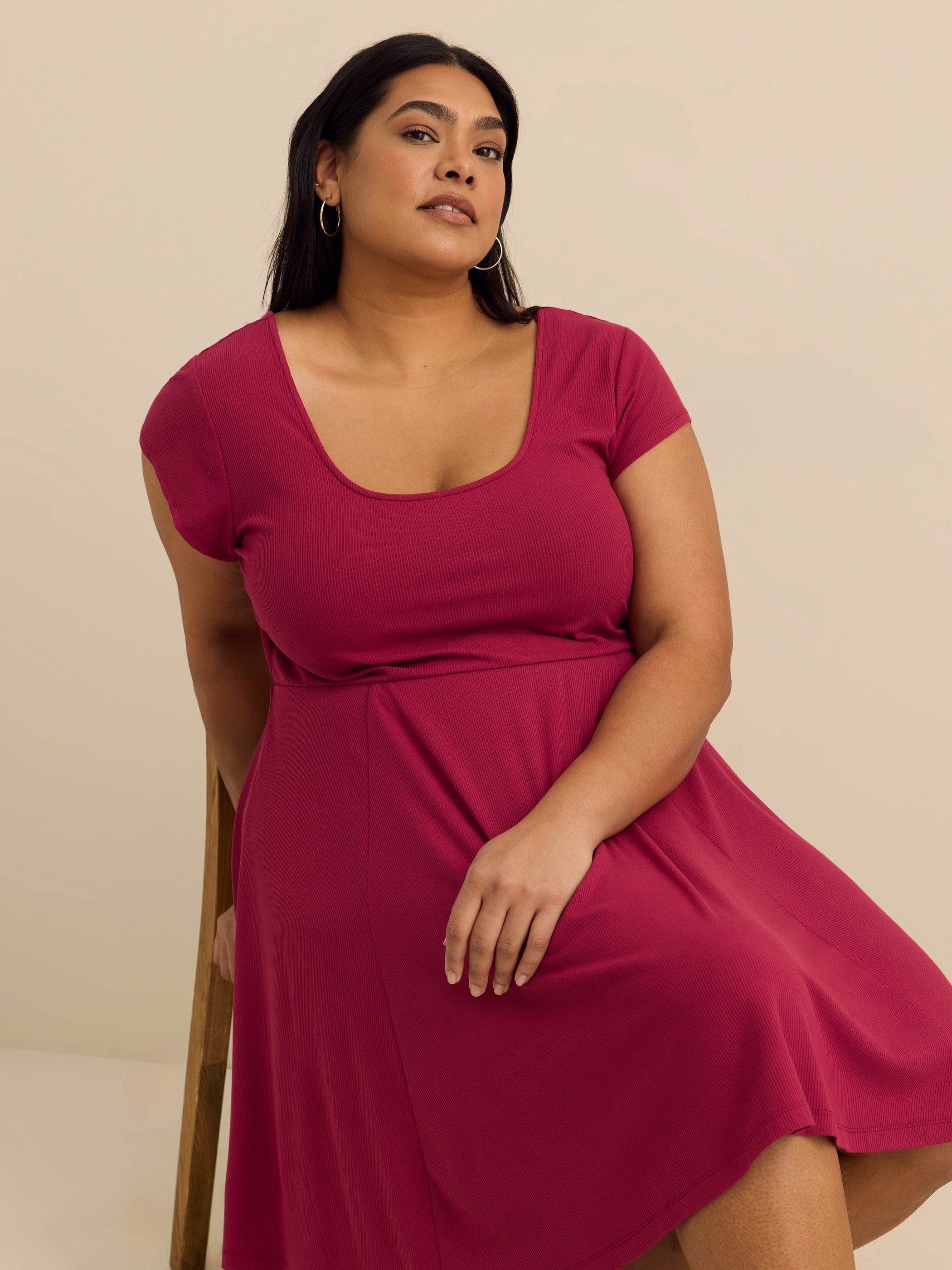 Responsible, Scoop Neck Dress with Cap Sleeves