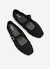 Extra Wide Width, Black Floral Textured Ballet Flats