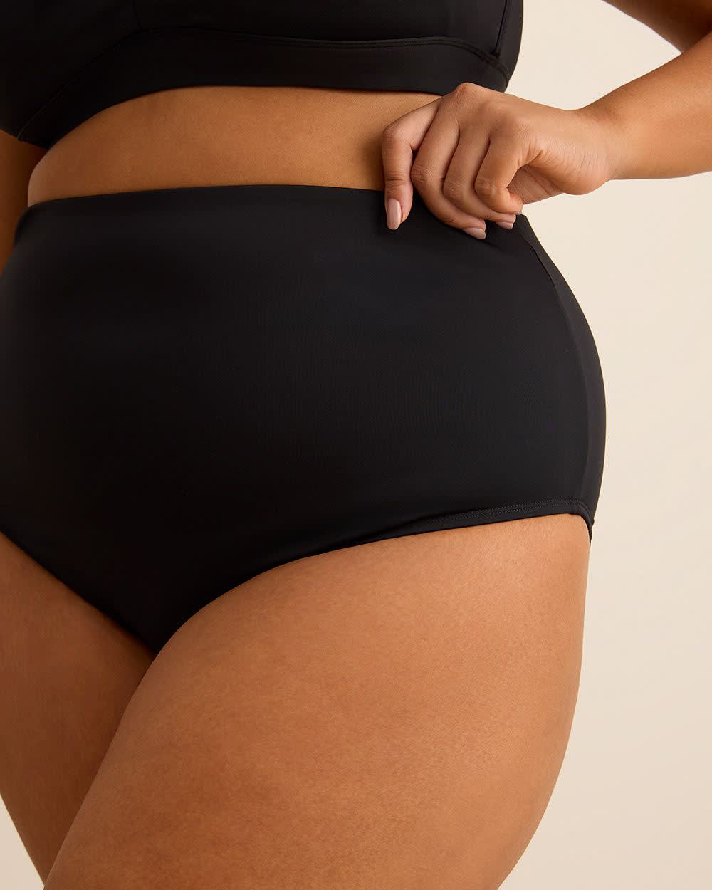 Black High-Waist Basic Swim Brief