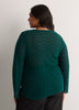 Straight V-Neck Crochet Pointelle Knit Blouse with Trumpet Sleeves
