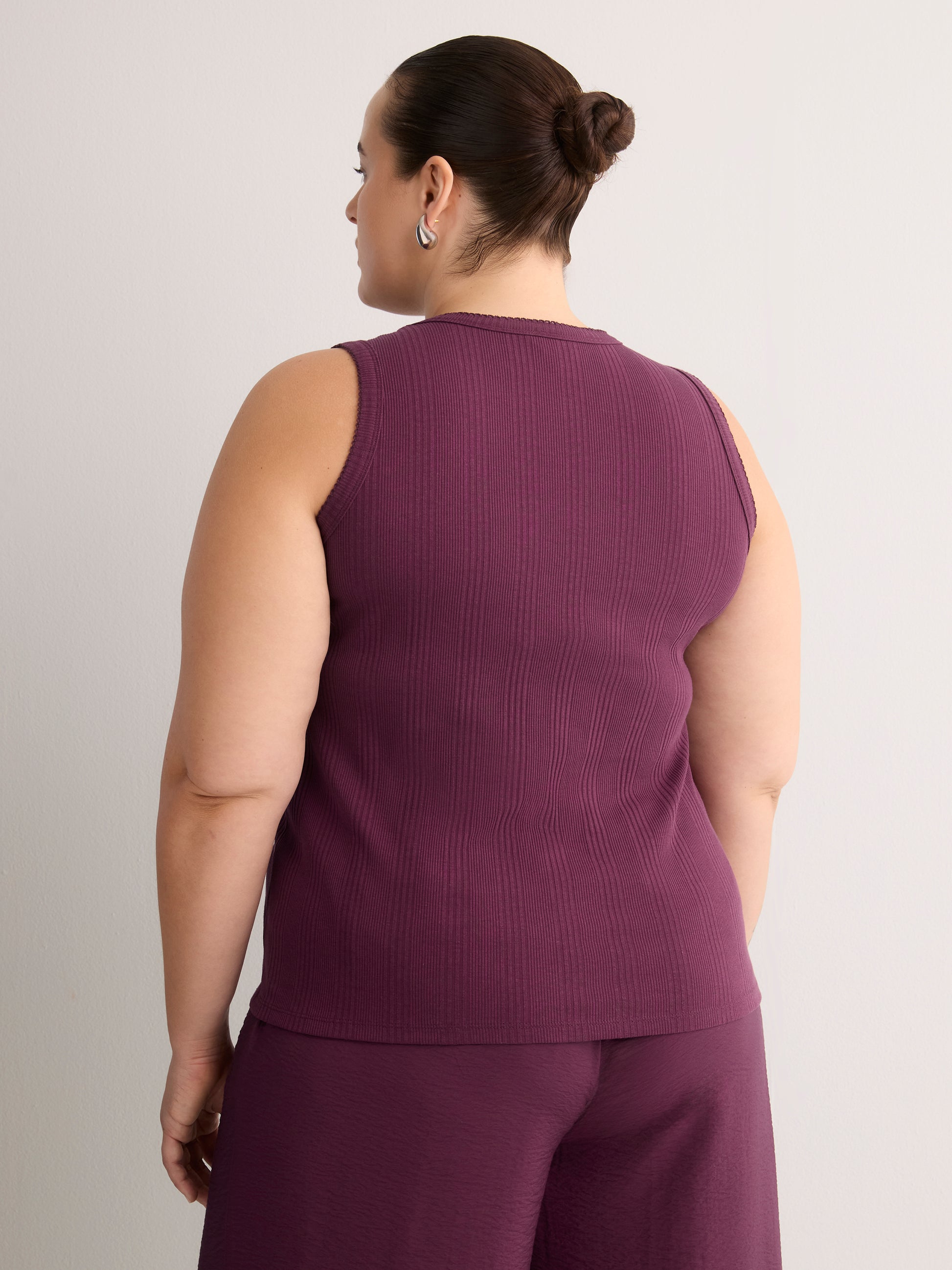 Ribbed Knit Fitted Tank Top