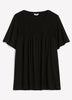 Flutter-Sleeve Knit Top with Smocked Detail