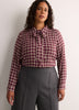 Plaid Buttoned Down Shirt with Scarf Collar