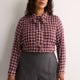 Plaid Buttoned Down Shirt with Scarf Collar