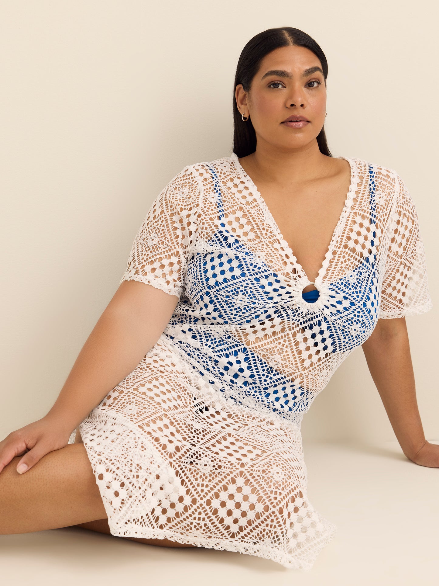 Cover Me Plus Size Crochet Knit Cover-Up Dress with Keyhole V-Neck Penningtons Cover Me Plus Size Crochet Knit Cover-Up Dress with Keyhole V-Neck Penningtons