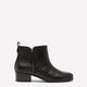 Extra Wide Width, Black Leather Zipper Ankle Bootie