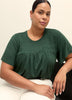 Flutter-Sleeve Knit Top with Smocked Detail