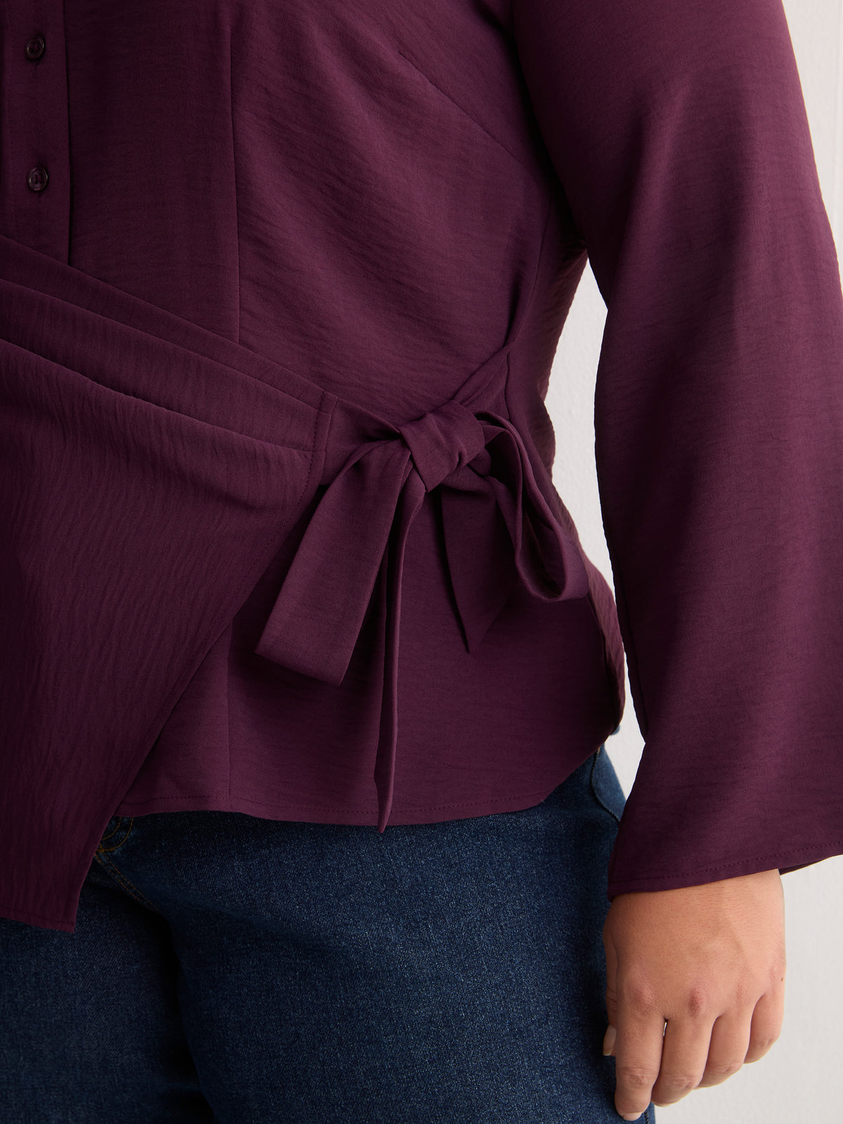 Purple Buttoned-Down Wrap Blouse