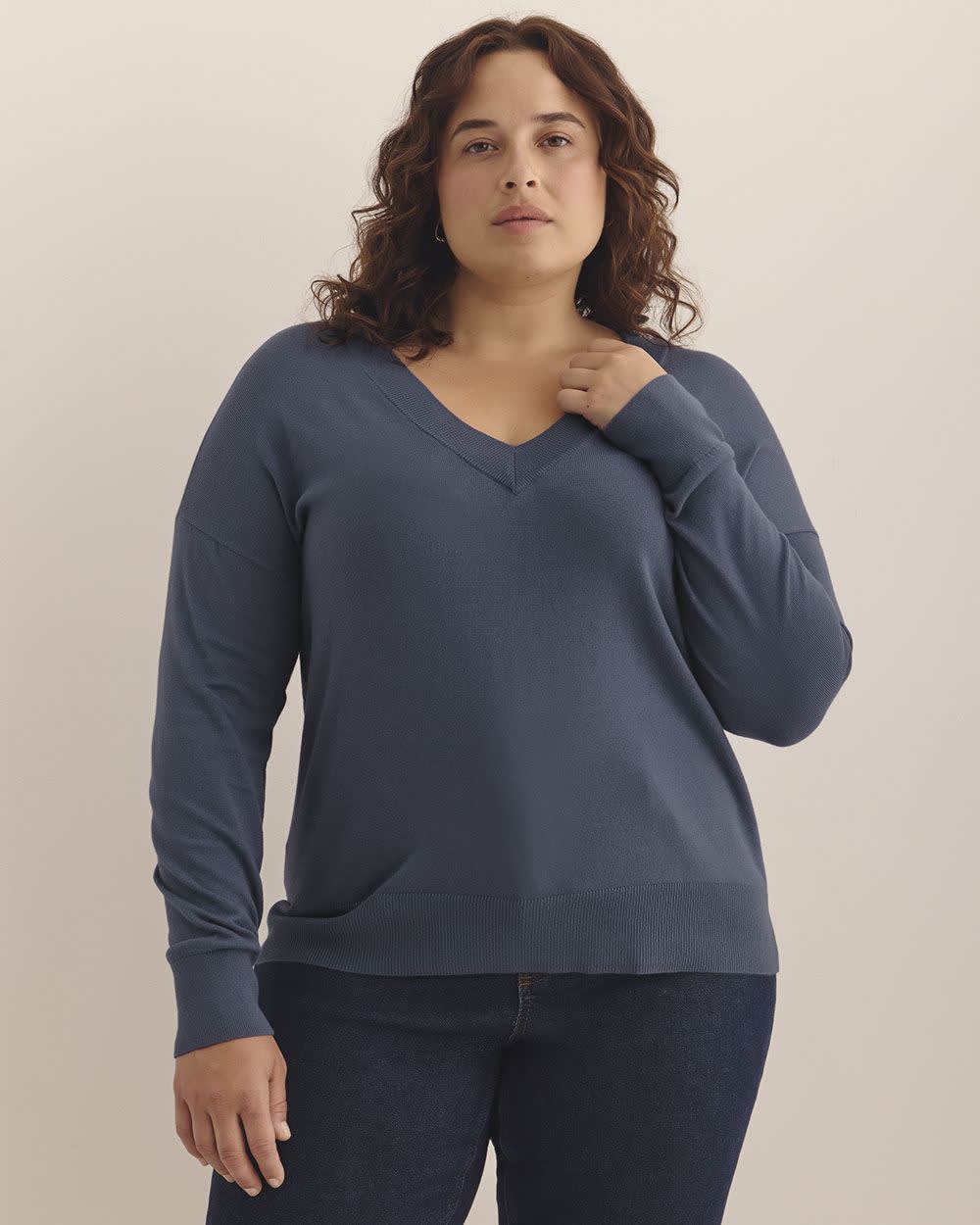 Responsible, Cotton-Blend Long-Sleeve V-Neck Sweater