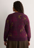 Purple Crew-Neck Jacquard Sweater