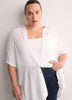 Loose-Fit Short-Sleeve Crinkle Buttoned-Down Tunic