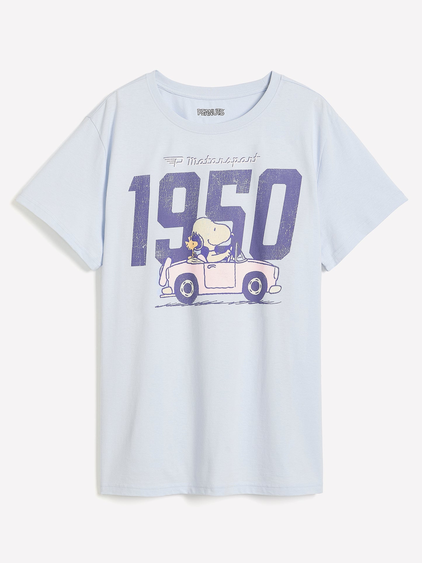 Blue Short-Sleeve Crew-Neck Tee with Snoopy Print