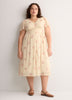 V-Neck Buttoned-Down Midi Dress with Flutter Sleeves - Addition Elle