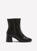 Extra Wide Width, Black Faux Leather Mid-Block-Heel Bootie