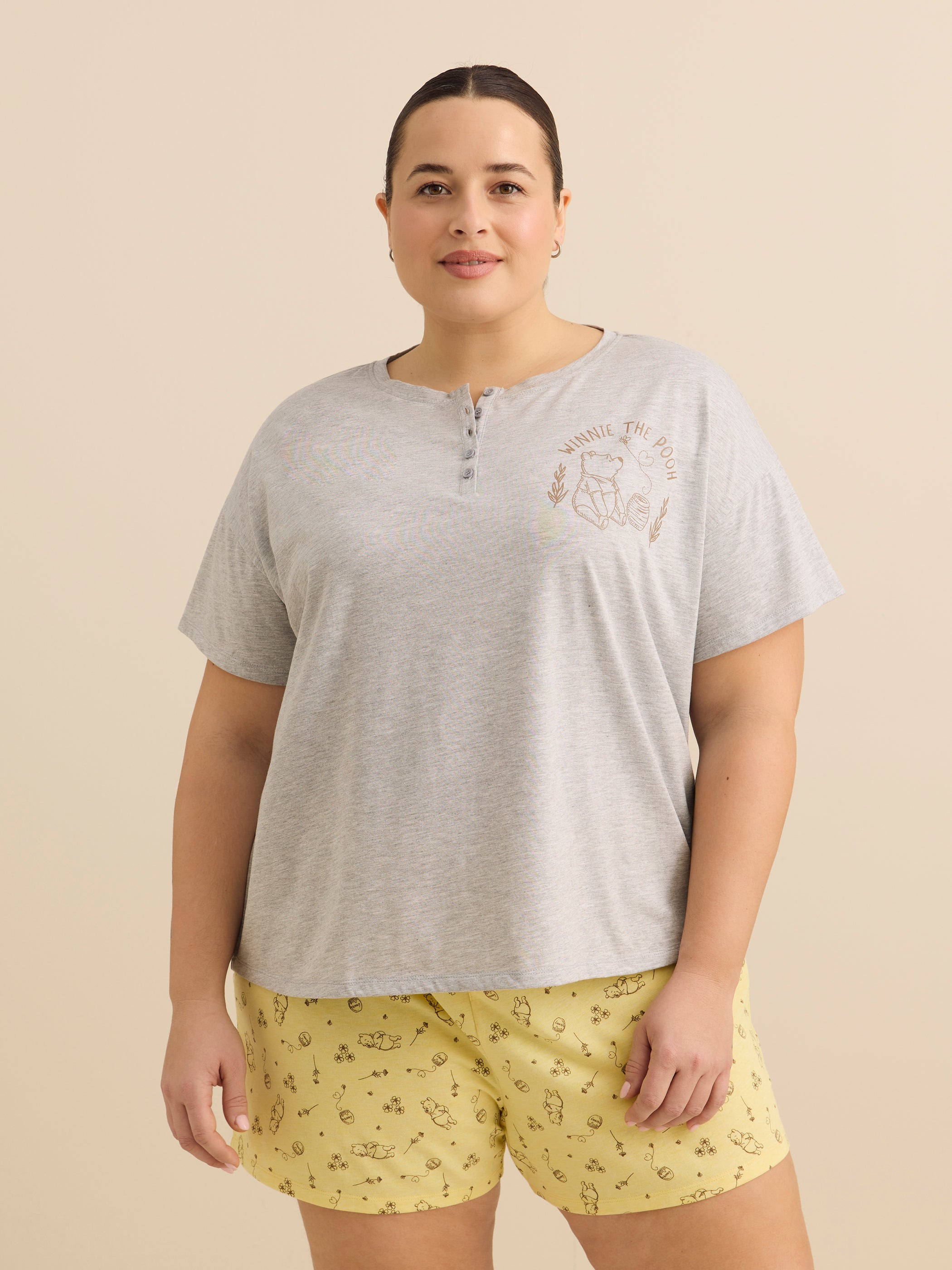 Heather Grey Winnie the Pooh Henley Pyjama Tee - ti Voglio