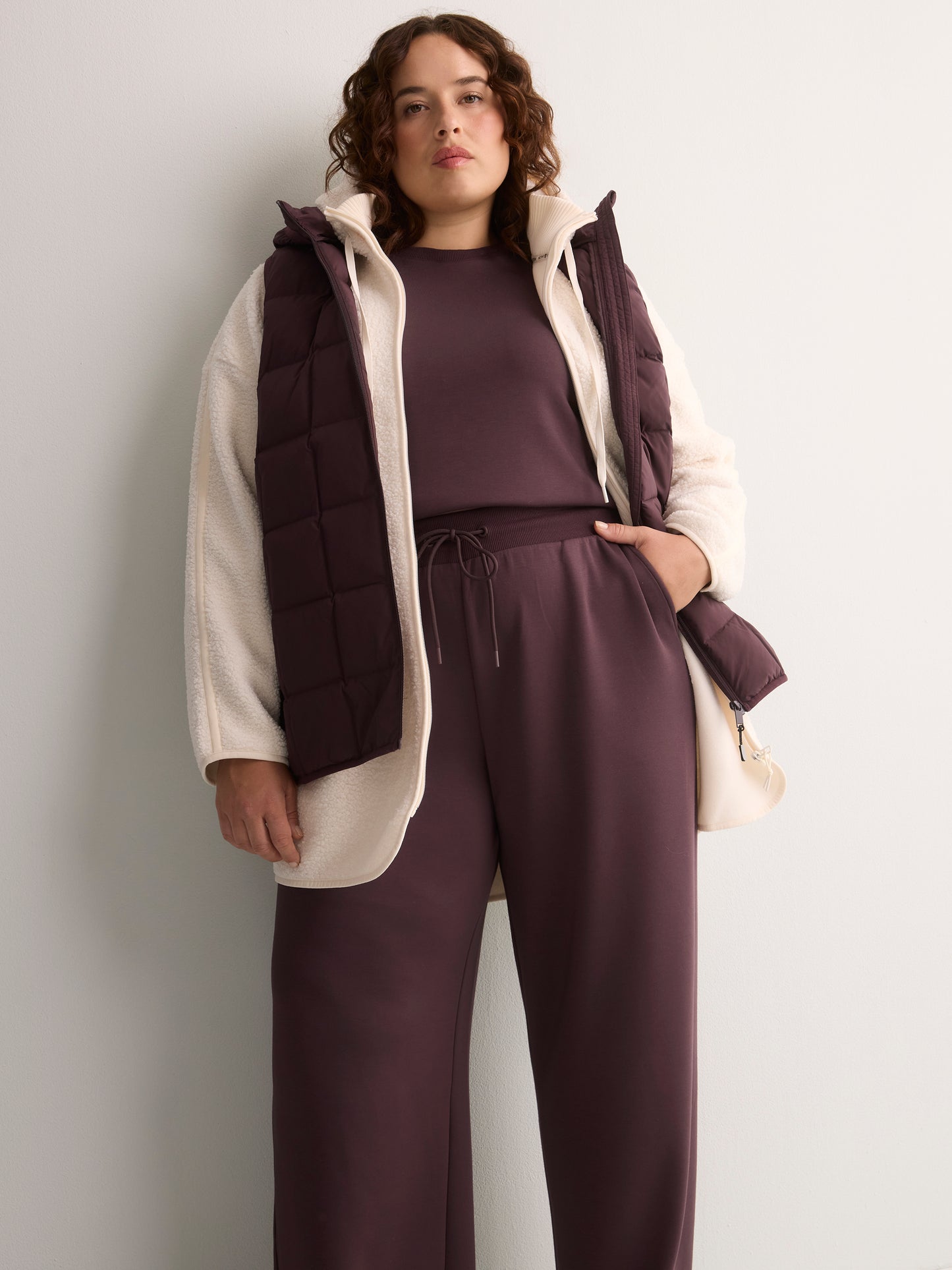 Responsible, Brown High-Rise Wide-Leg Pull-On Knit Pant - Active Zone