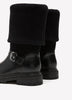 Extra Wide Width, Black Mid-Calf Chunky Boot with Knit Upper