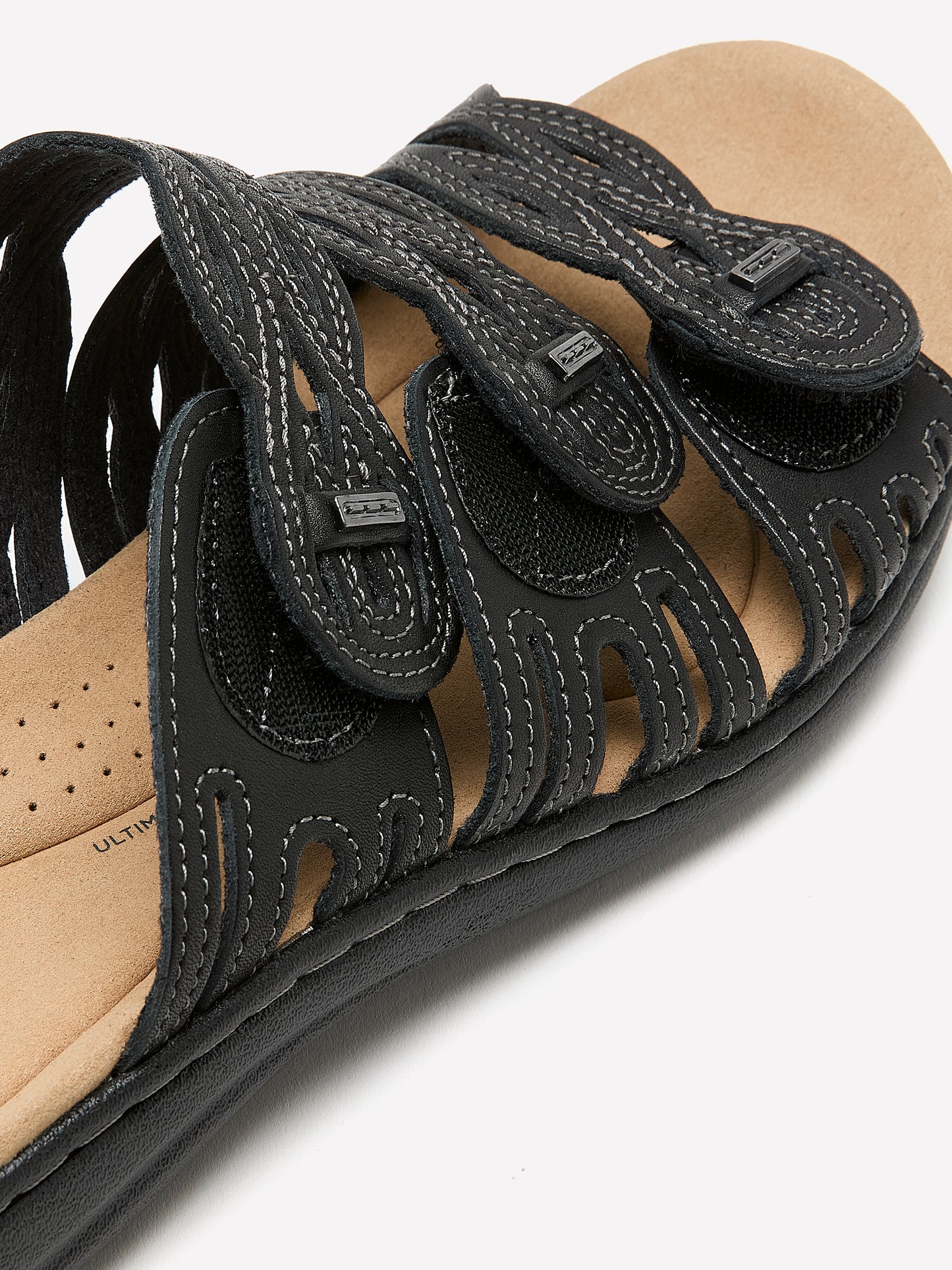 Wide Width, Laurieann Ruby Leather Flat Sandal - Clarks