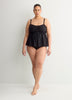 Black Fit and Flare Babydoll Tankini Top