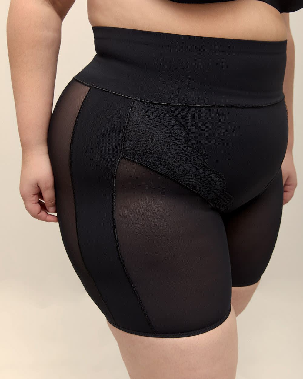 Long-Leg Shaping Brief with Mesh and Lace - ti Voglio