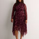 Ribbon-Print Mock-Neck Fit and Flare Midi Dress - Addition Elle