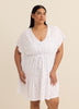 Blue Eyelet Fit and Flare V-Neck Cover-Up Dress - Cover Me
