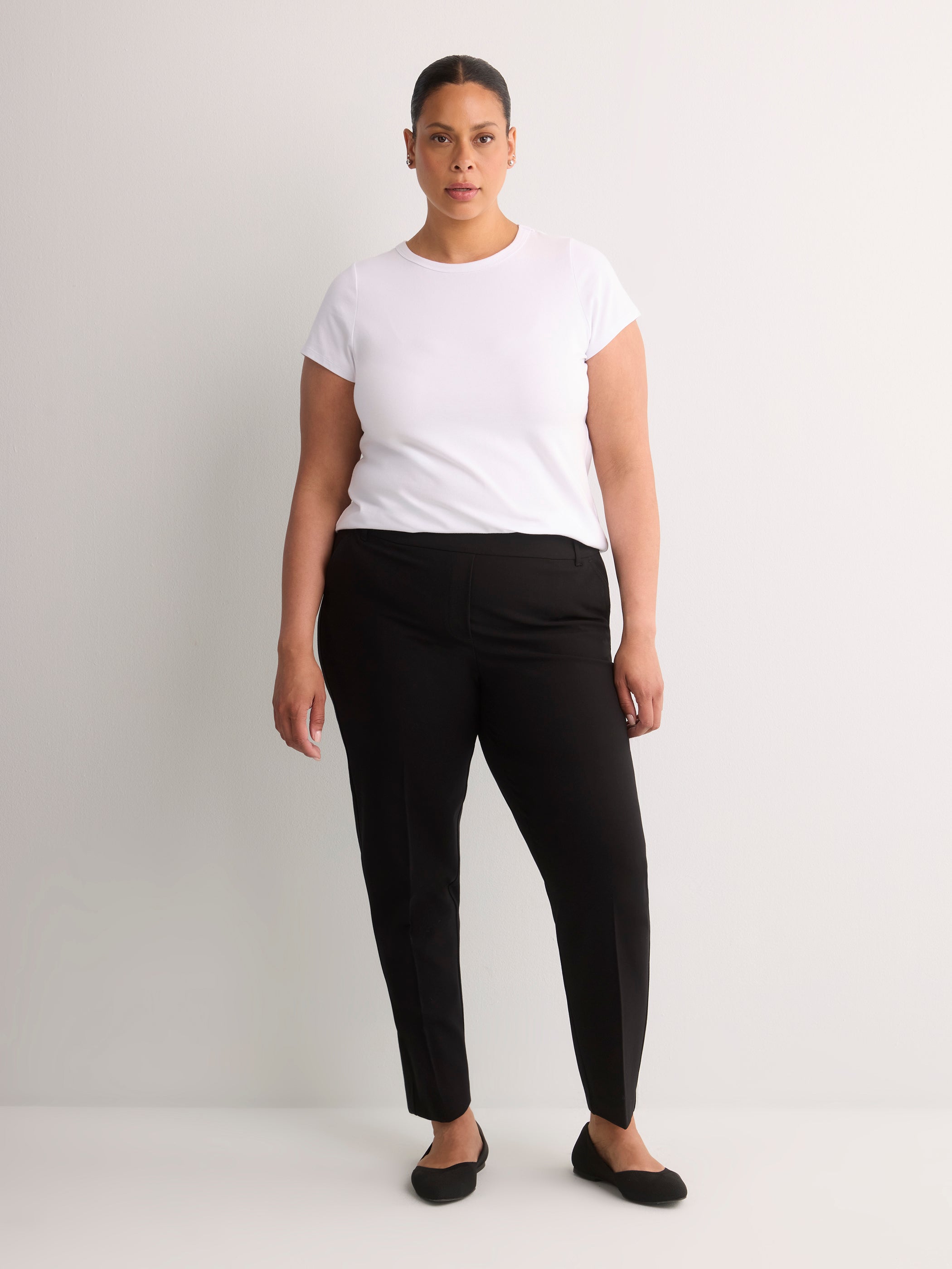 Black Slim-Leg Savvy Pull-On Pant