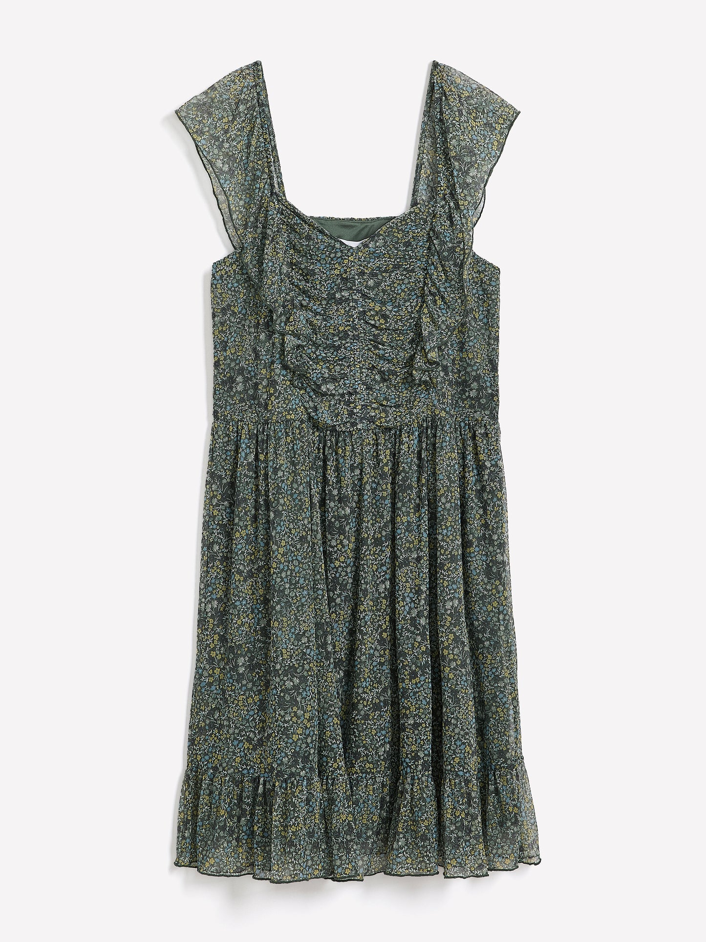 Fit-and-Flare Sangria Flutter Sleeve Dress