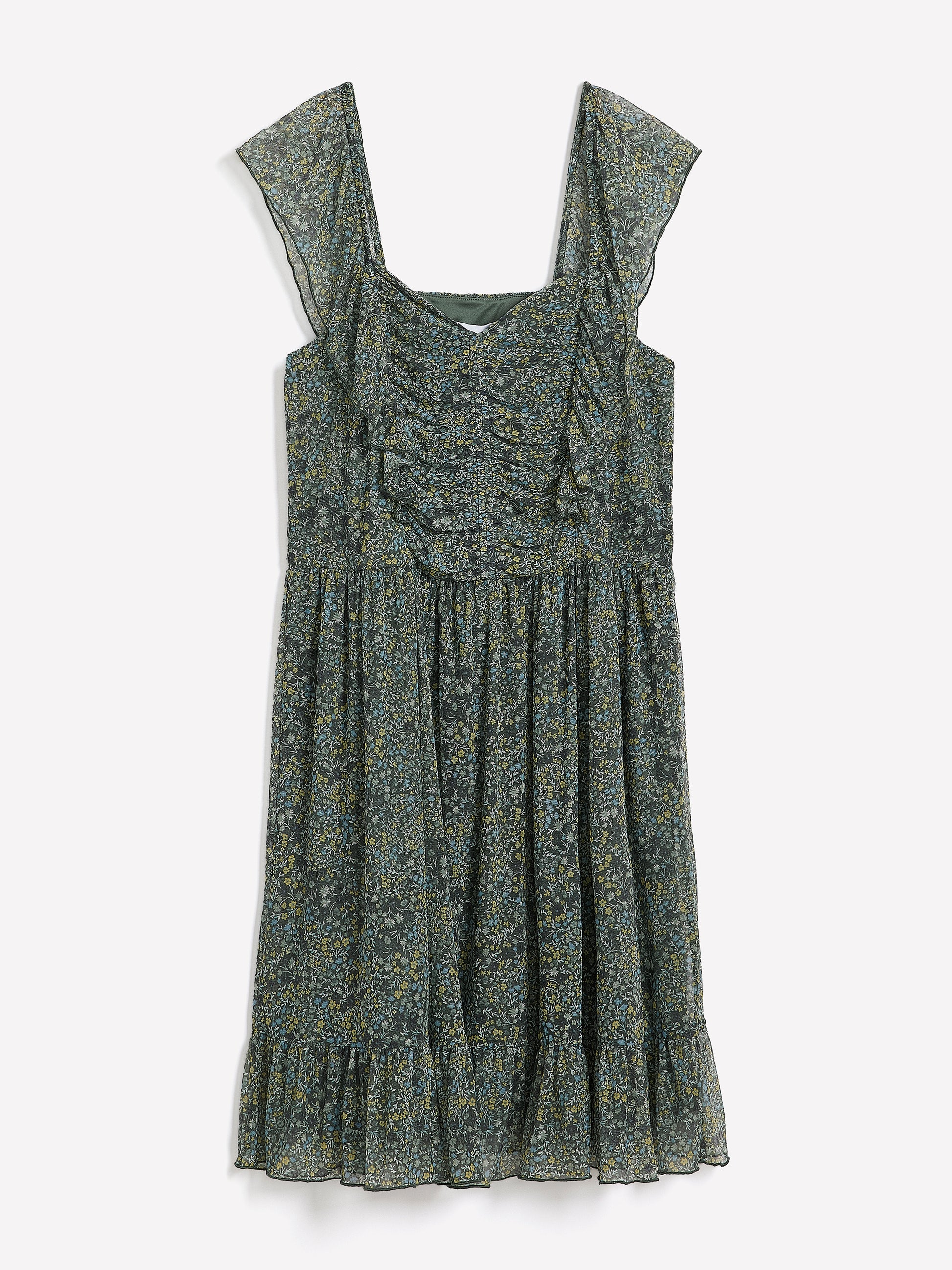 Fit-and-Flare Sangria Flutter Sleeve Dress
