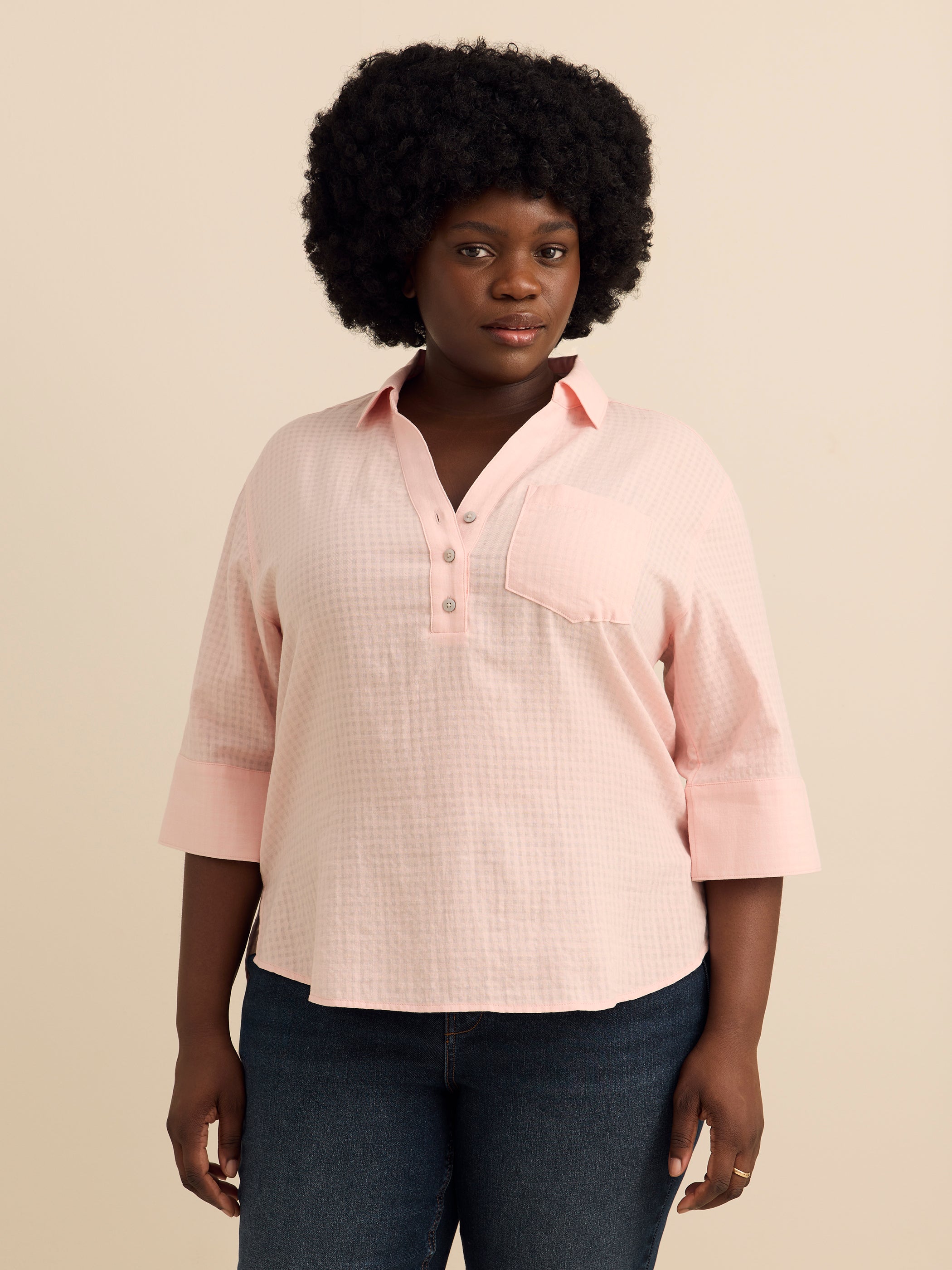 Addition Elle relaxed loose cotton blouse plus size women's tops