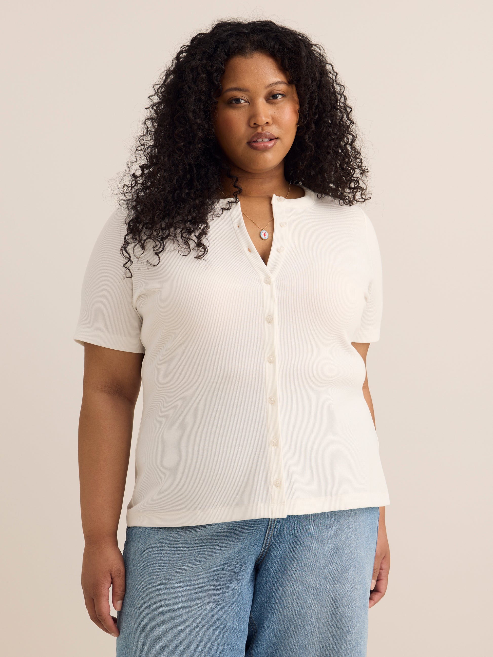Fitted Short-Sleeve Rib Knit Cardigan