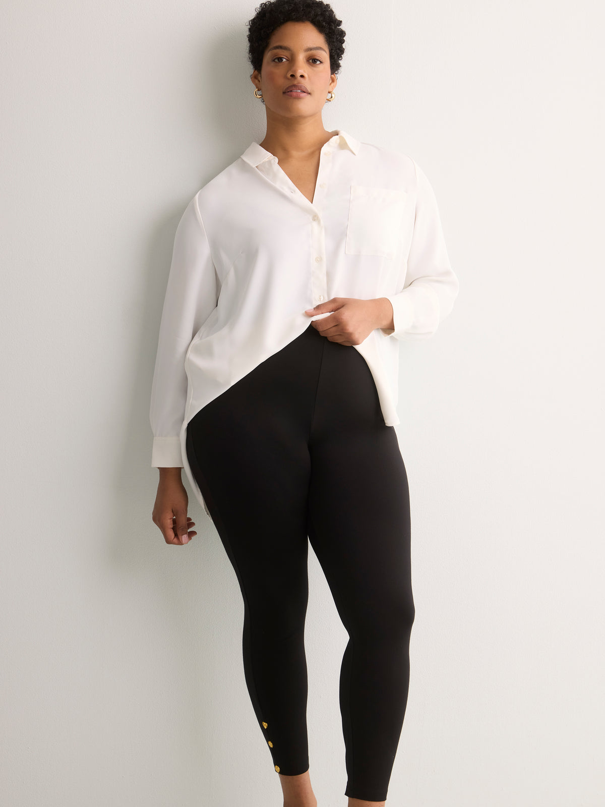 Responsible, Black Fashion Legging with Keyhole and Charm at Hem