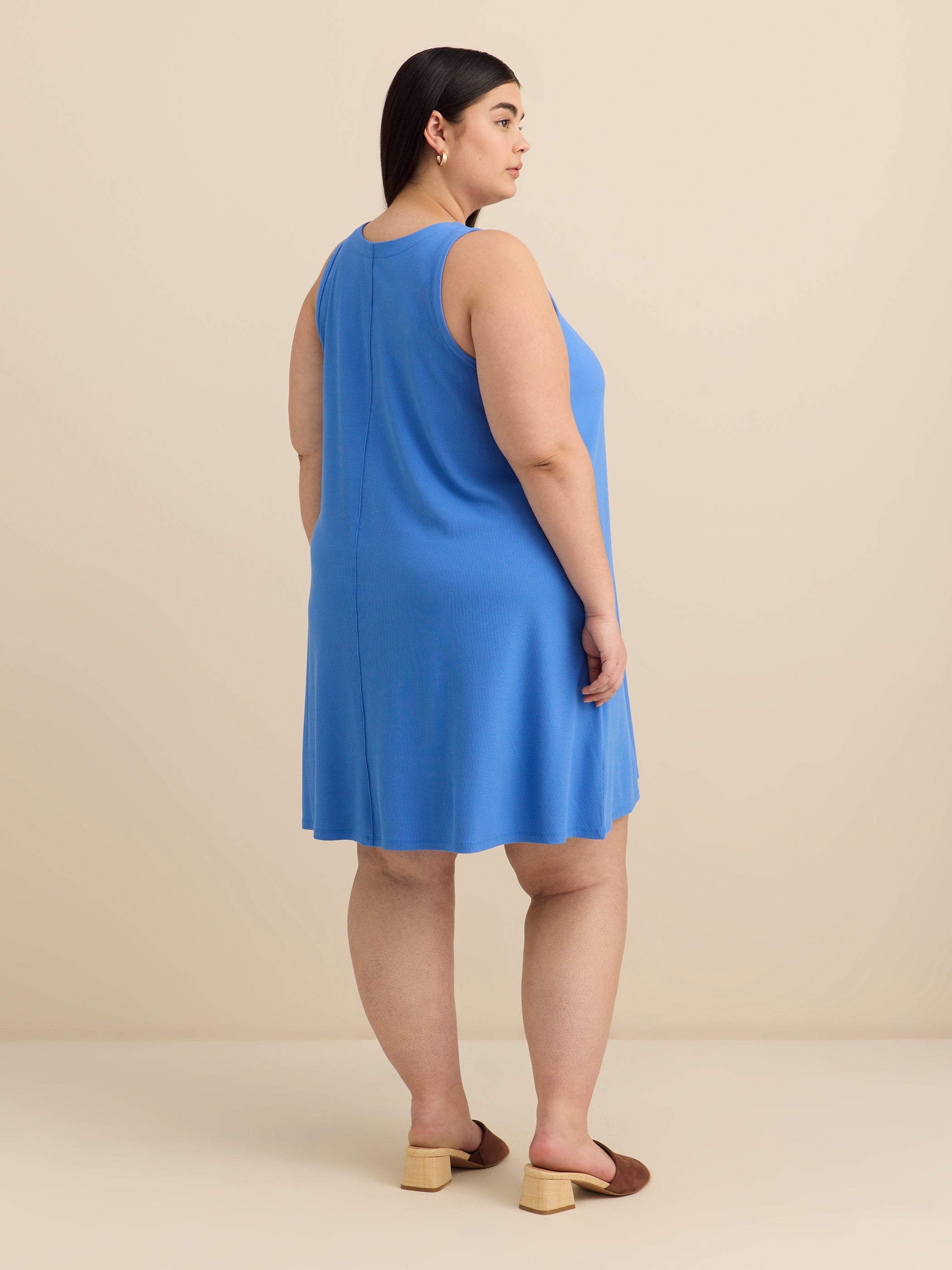 Responsible, Ribbed Sleeveless Halter Dress with Pockets