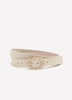 White Faux Leather Belt with Rope Oval Buckle