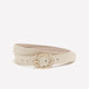 White Faux Leather Belt with Rope Oval Buckle