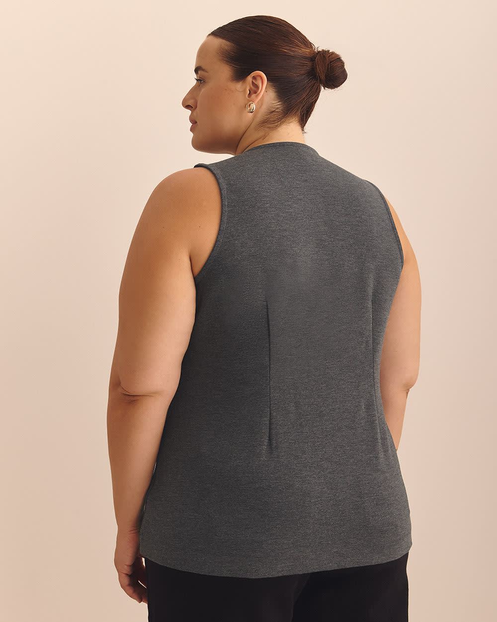 Button-Up Knit Crew Neck Vest