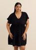 Blue Eyelet Fit and Flare V-Neck Cover-Up Dress - Cover Me
