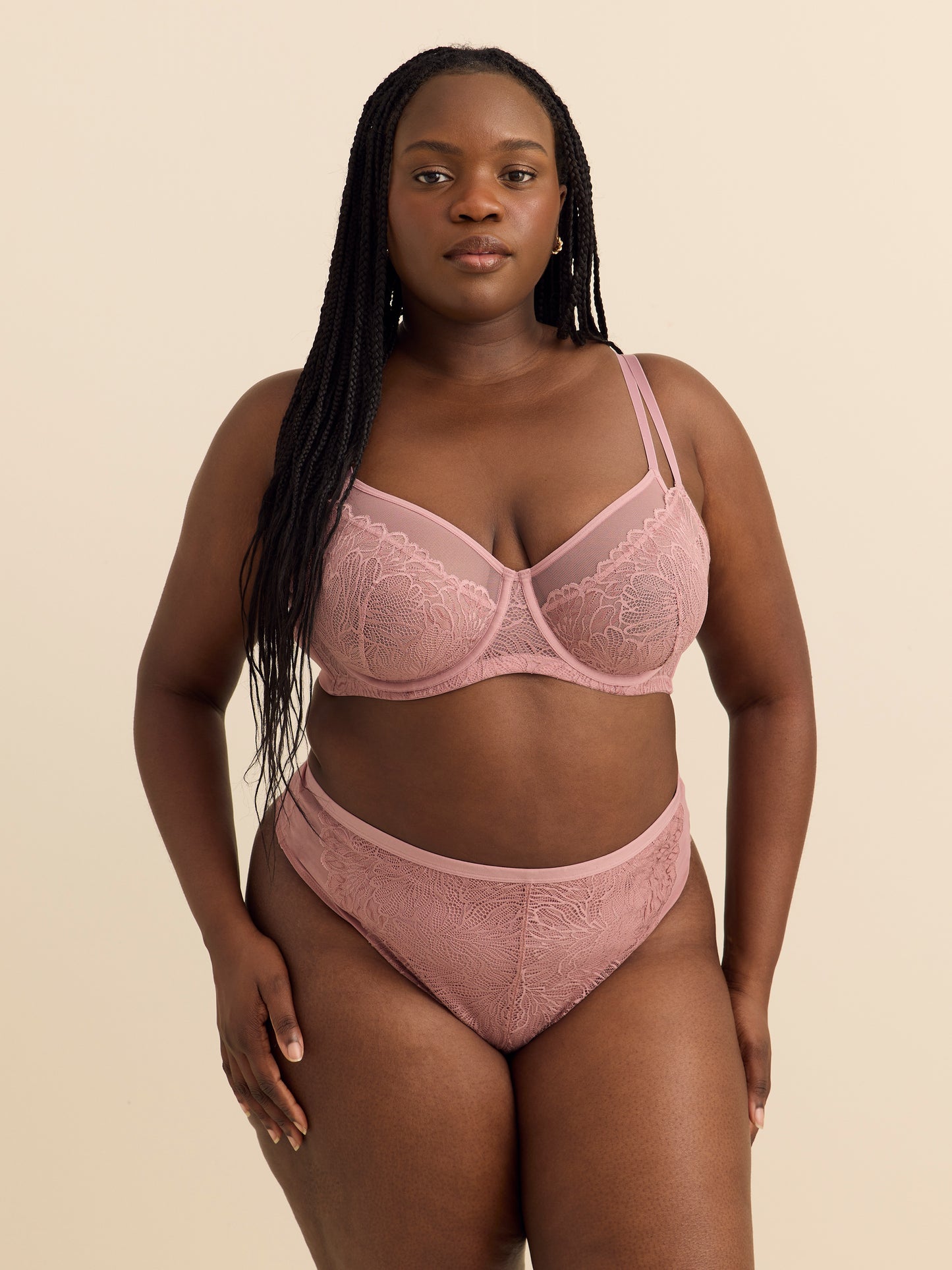 Unlined Underwire Double-Layer Lace Bra - Déesse Collection