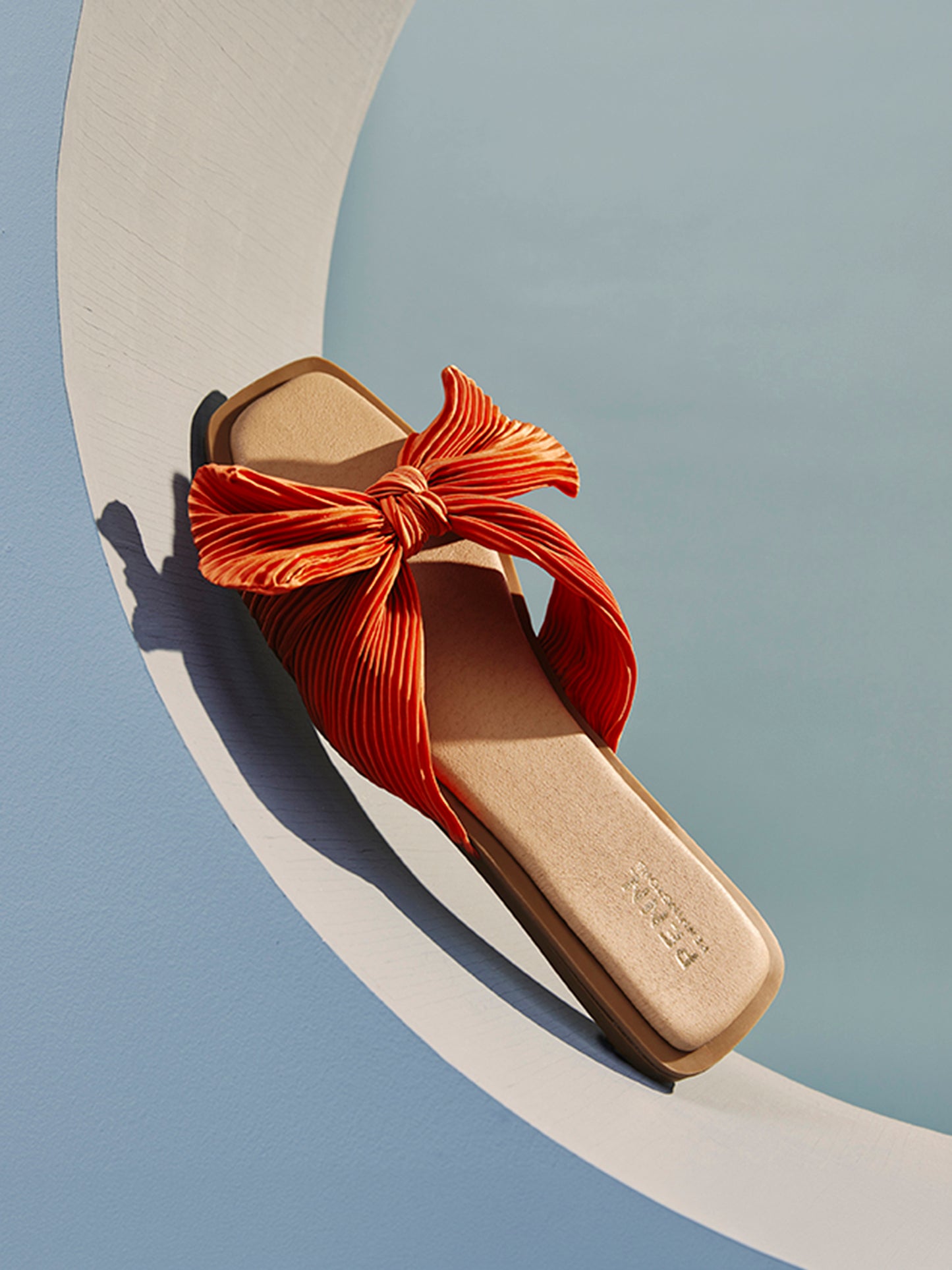 Extra Wide Width, Knotted Pleated Flat Slip-On Sandal