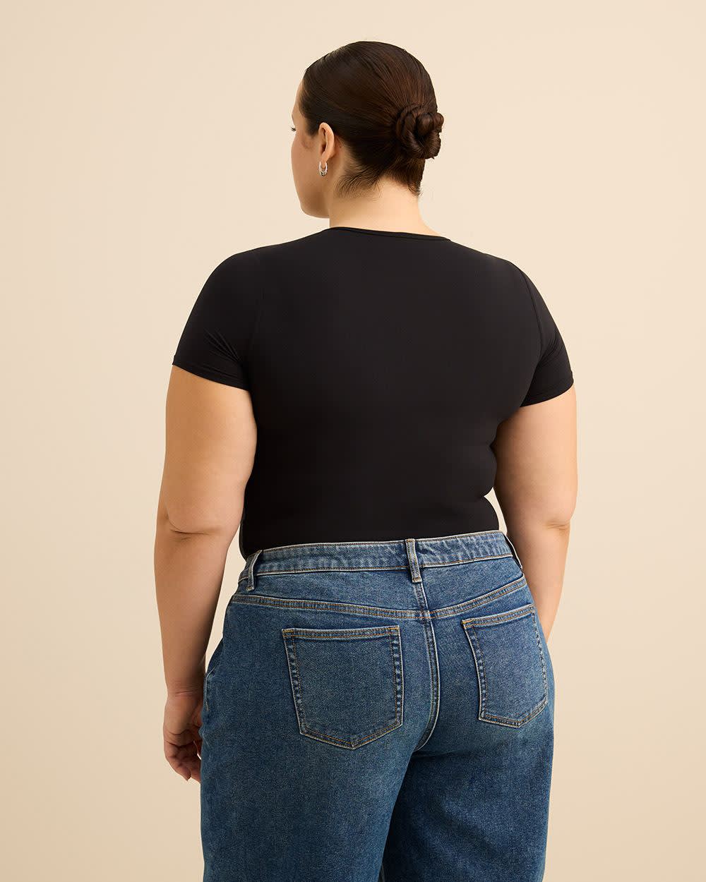 Cheeky Black Knit Short-Sleeve Bodysuit - ti Voglio