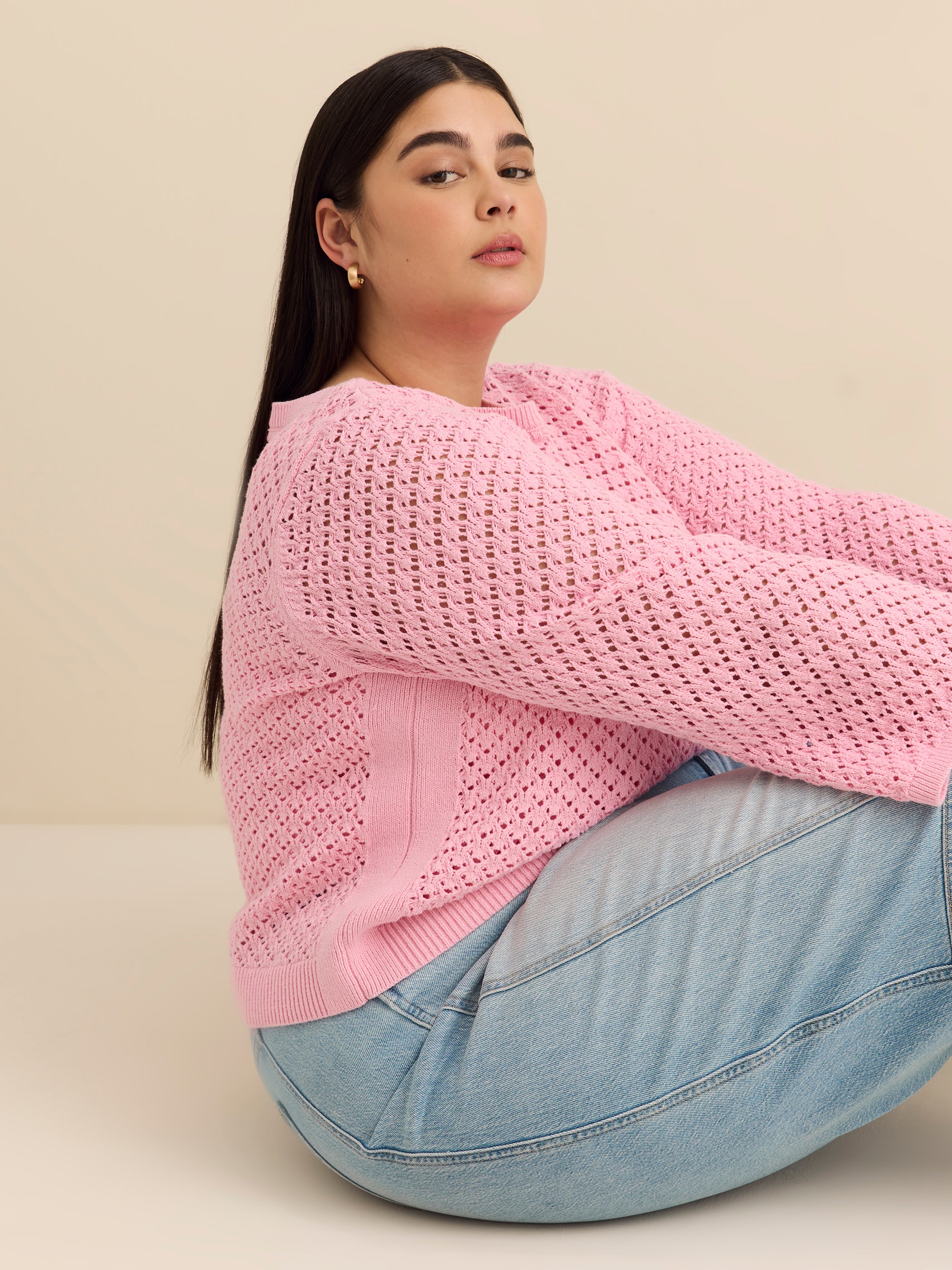 Long Bell Sleeve Sweater with Boat Neck