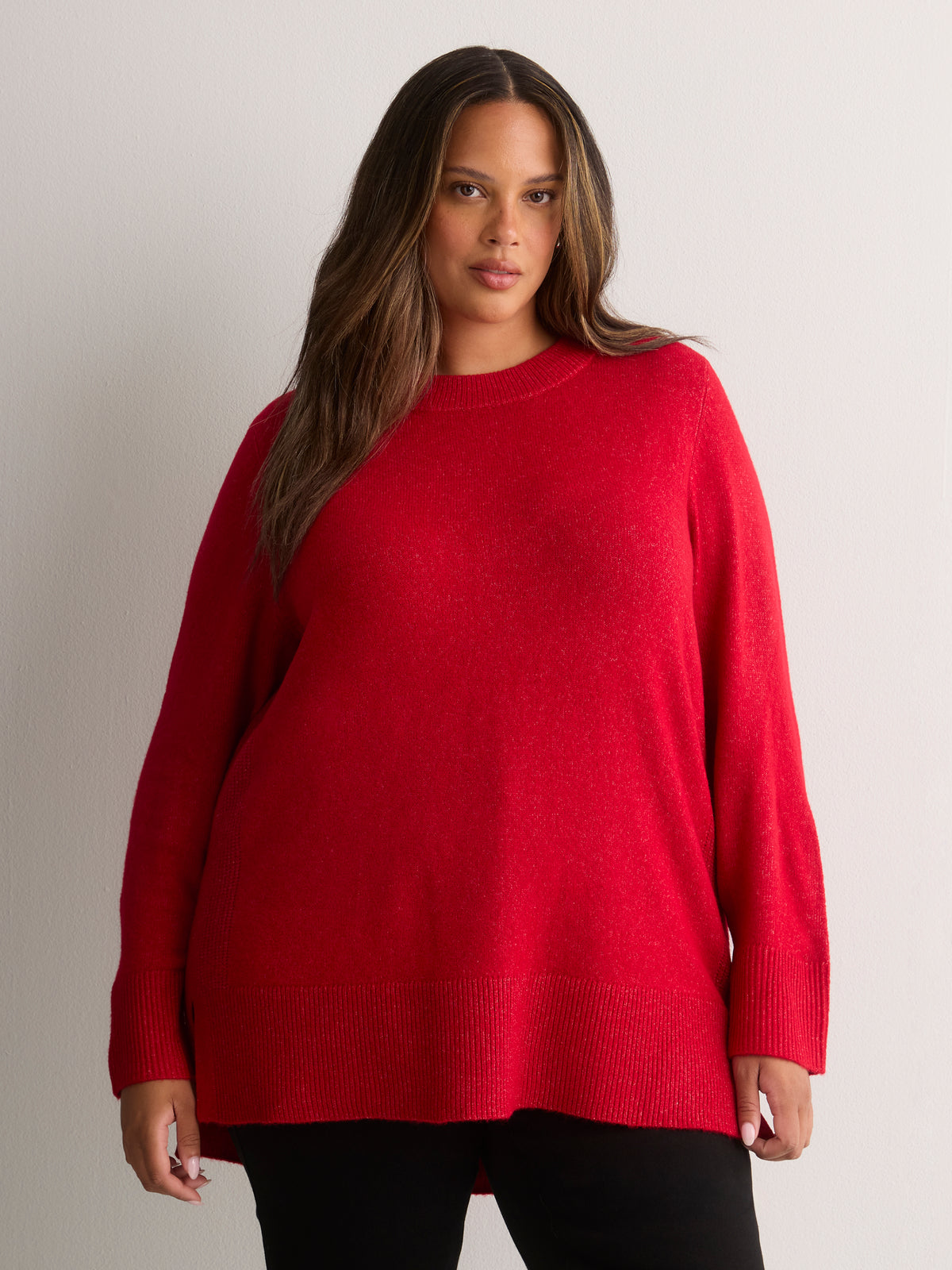 Crew-Neck Tunic Sweater