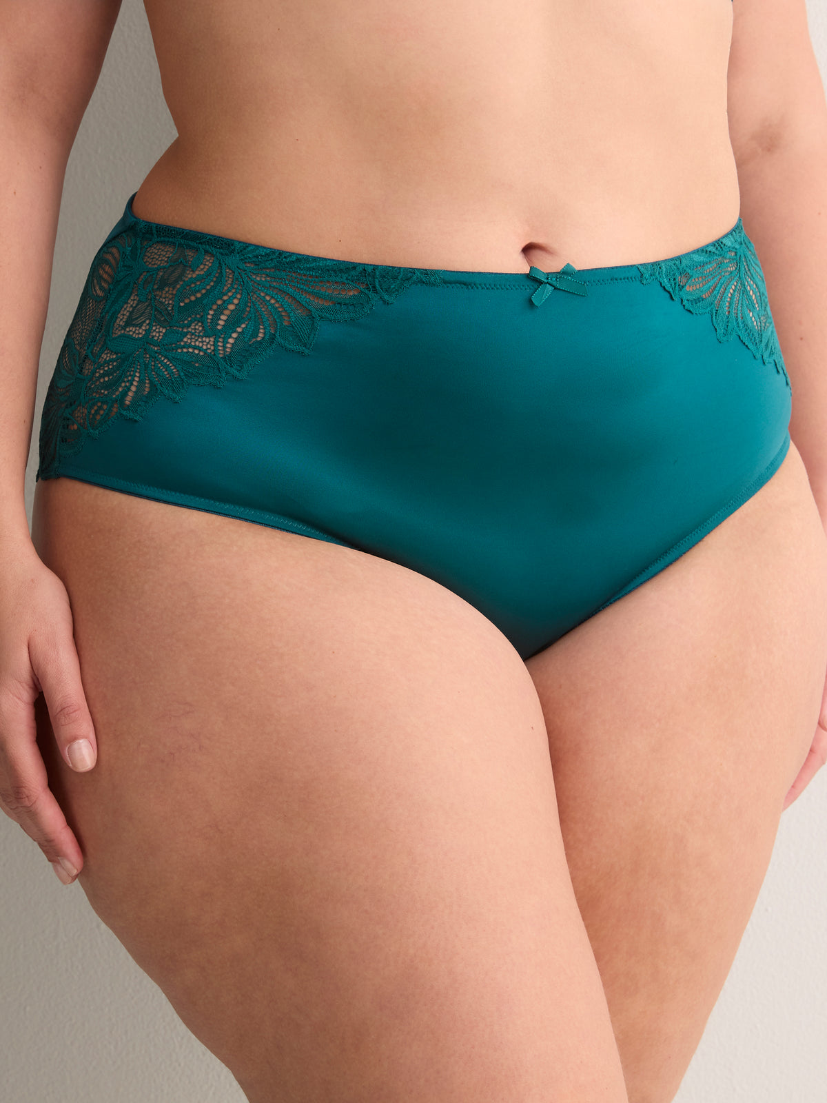 Green Cheeky Brief with Lace Inserts - Déesse Collection