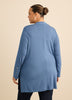 Blue Long-Sleeve Open Tunic Cardigan