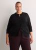 Dark Buttoned-Down Cotton Blend Crew Neck Cardigan