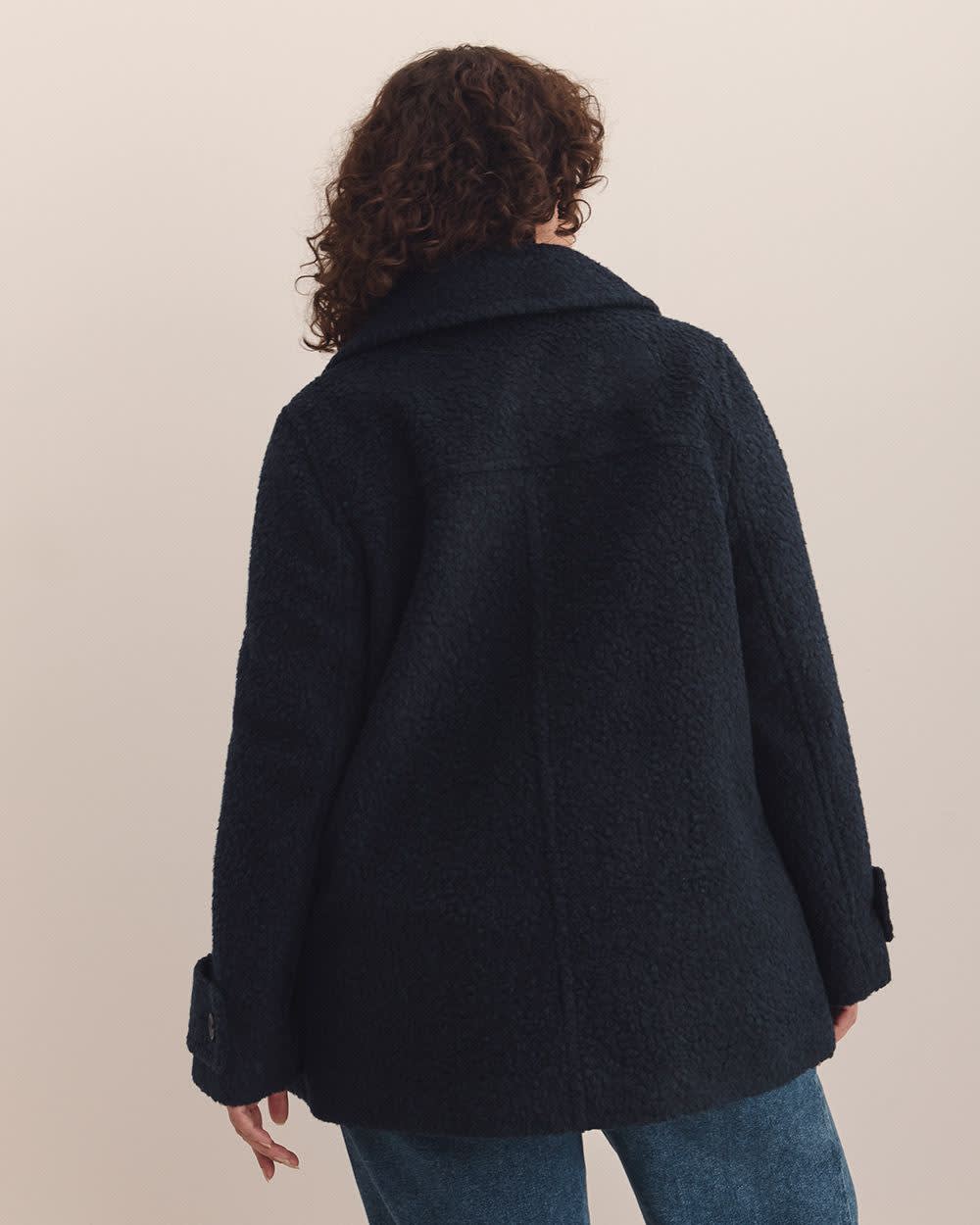 Penningtons Women's Knit Peacoat – Bouclé, Double Breasted, Lined