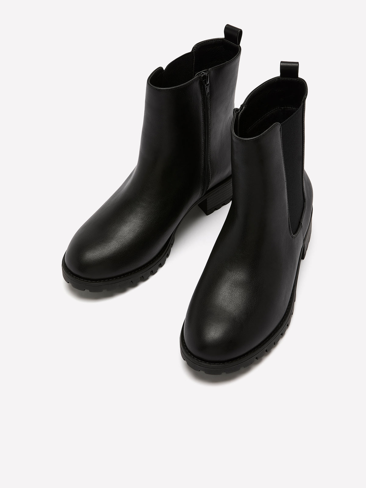 Extra Wide Width, Black Faux Leather Chelsea Bootie