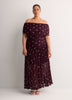 Purple Dotted Off-Shoulder Mesh Maxi Dress - Addition Elle