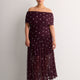 Purple Dotted Off-Shoulder Mesh Maxi Dress - Addition Elle